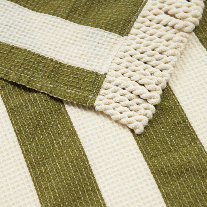 Portofino Drap de plage XL, 146 x 175 cm, pistachio stripes waffle de Nobodinoz