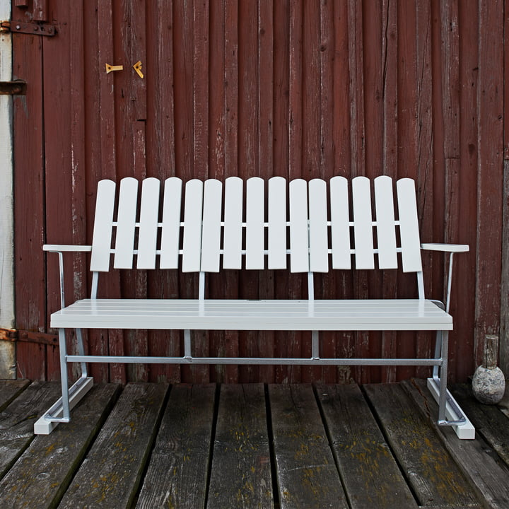 6 Banc de jardin 140 x 85 cm, chêne blanc laqué de Grythyttan