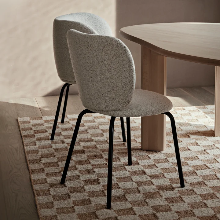 Ferm Living - Rico Chaise, blanc cassé mélangé (Bouclé doux)