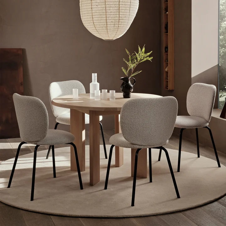 Ferm Living - Rico Chaise, blanc cassé mélangé (Bouclé doux)