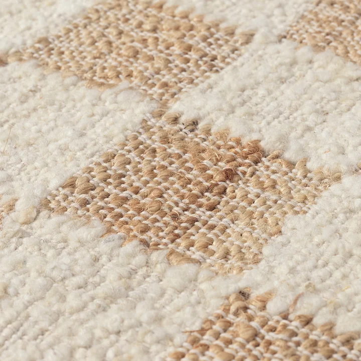 Ferm Living - Check Tapis en laine et jute, blanc cassé / natural