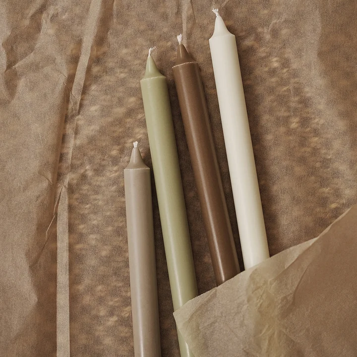 Ferm Living - Pure Bougies à tige, Botanic Blend (set de 4)