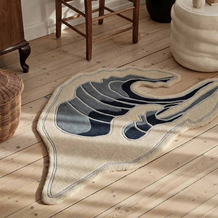 Wave tapis, 85 x 160 cm, bleu de Broste Copenhagen