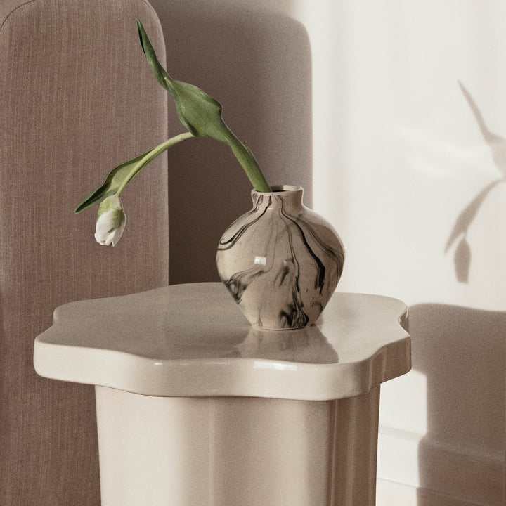 Ingrid Vase, Ø 14 cm x H 1 4. 5 cm, beige / noir de Broste Copenhagen