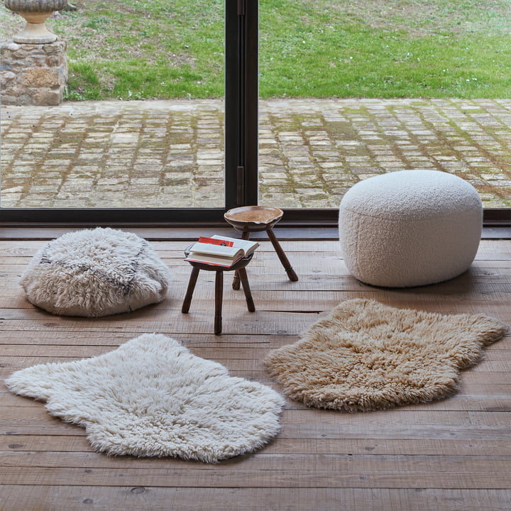 Tapis en laine Woolly de Lorena Canals en sheep white et beige