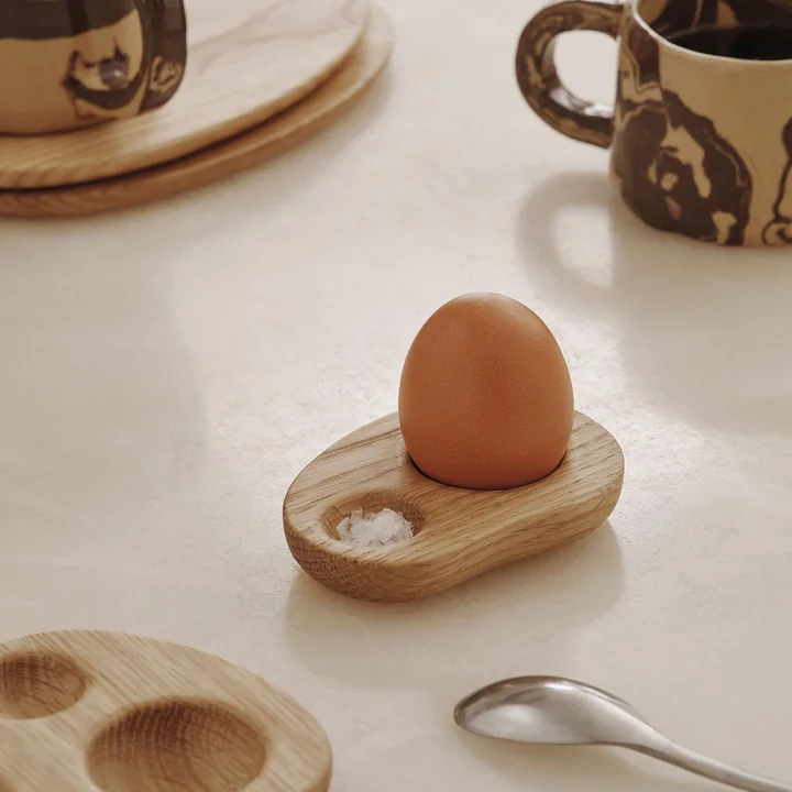 Ferm Living - Cairn coquetier, chêne (set de 2)