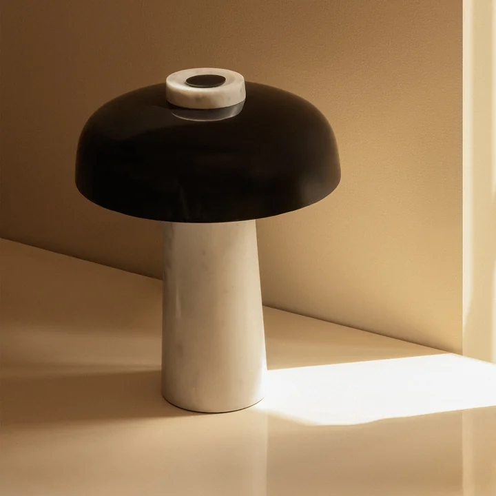 Audo - Reverse Lampe de table LED, Ø 24 x H 30 cm, noir / marbre de Carrare