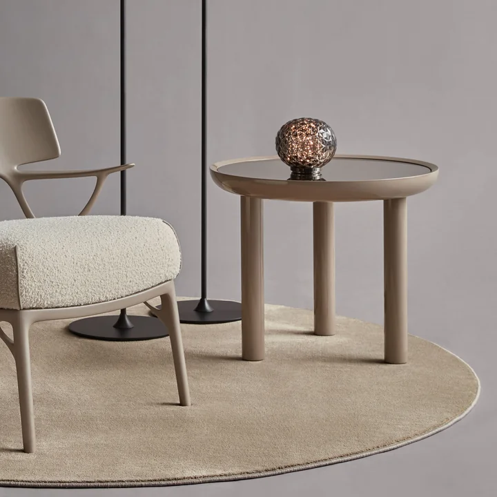 Kartell - K-Top table d'appoint, H 50 cm / Ø 60 cm, miroir bronze / gris tourterelle