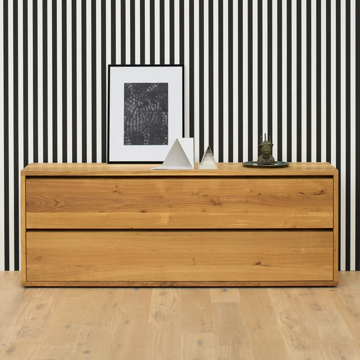 e15 - Imari Commode avec 2 tiroirs, L x l x H 160 x 45 x 75 cm, chêne huilé