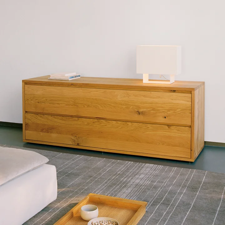 e15 - Imari Commode avec 2 tiroirs, L x l x H 160 x 45 x 75 cm, chêne huilé