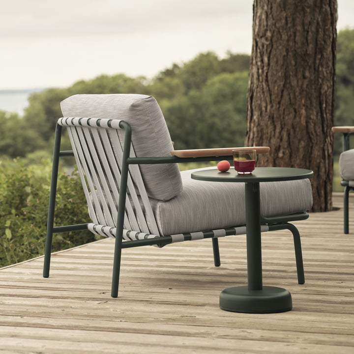 Muuto - Settle Outdoor Lounge Chair, vert / vert foncé (tissu Ribbed Weave 2)