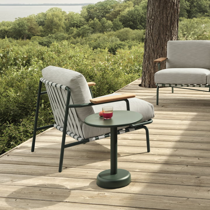 Muuto - Settle Outdoor Lounge Chair, vert / vert foncé (tissu Ribbed Weave 2)