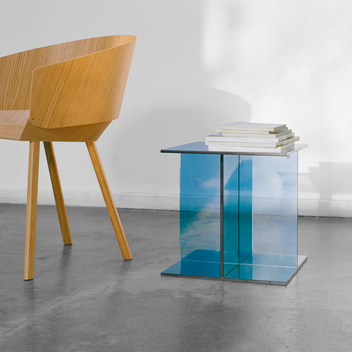 e15 - Vier Table d'appoint, 40 x 40 cm, bleu foncé