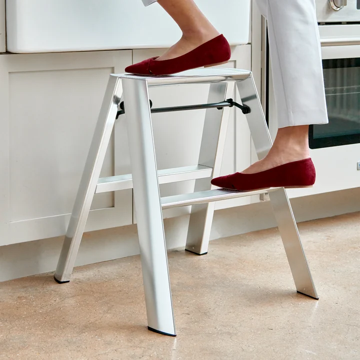 Metaphys - Premium Lucano 2 Step Escabeau pour tabouret, argent
