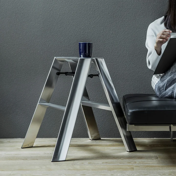 Metaphys - Premium Lucano 2 Step Escabeau pour tabouret, argent