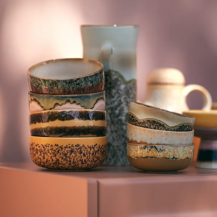 HKliving - 70's Coupe à dessert, Ø 12,5 cm, habour (set de 4)