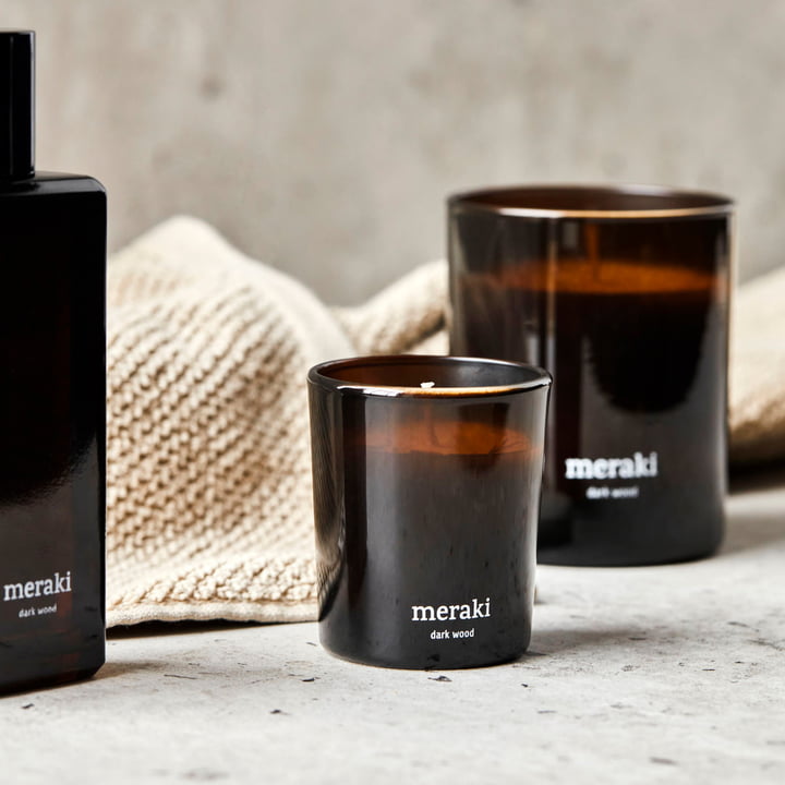 Meraki - Bougie parfumée, Ø 6 cm, Dark wood