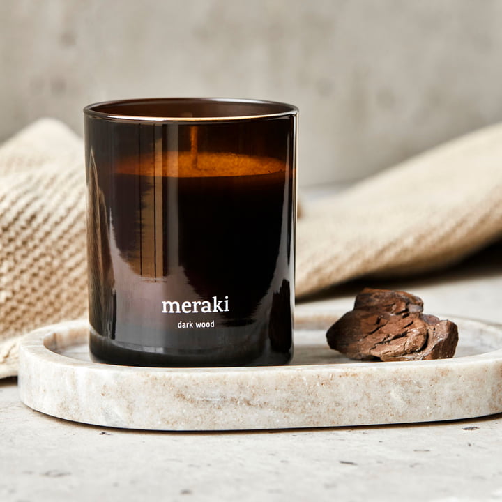 Meraki - Bougie parfumée, Ø 8 cm, Dark wood