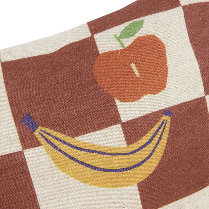 Nobodinoz - Vibes Coussin S, 33 x 22 cm, fruits, marron