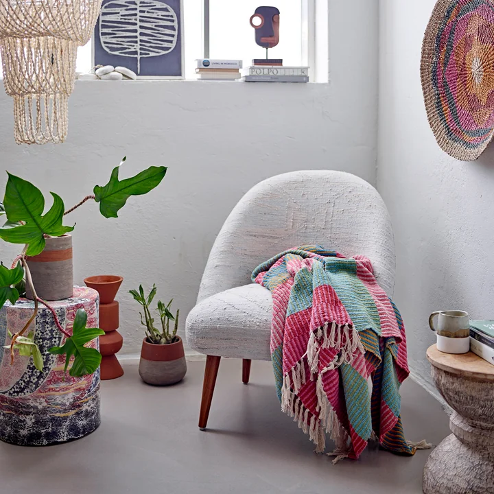 Bloomingville - Couverture Isnel, 130 x 160 cm, multicolore