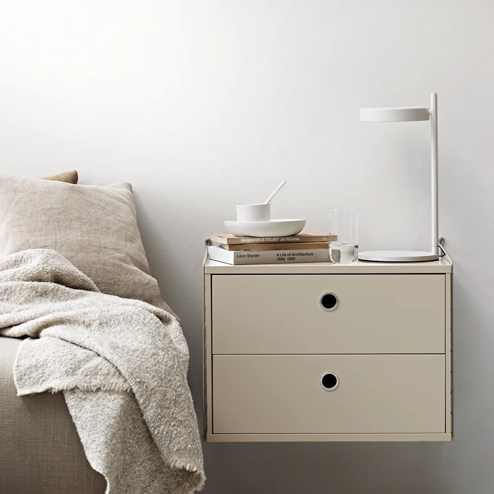 String - Table de nuit, 58 x 50 x 30 cm, beige / beige