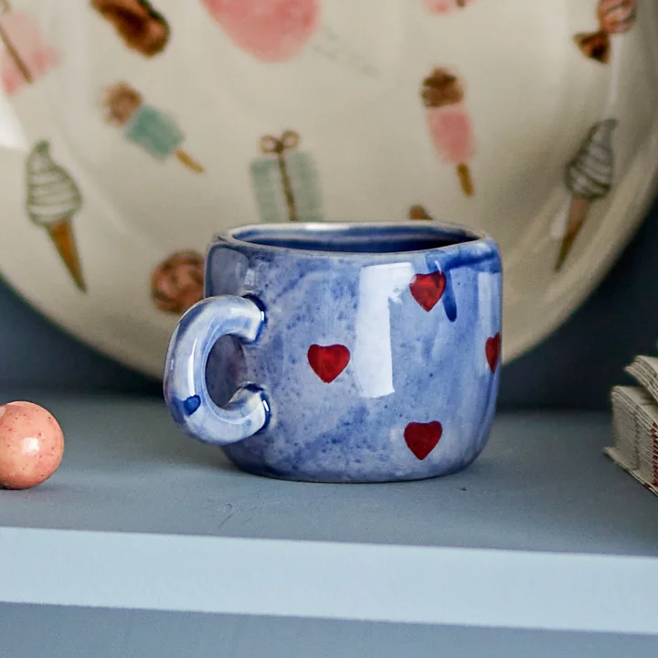 Bloomingville Mini - Nini Tasse, cœur, bleu