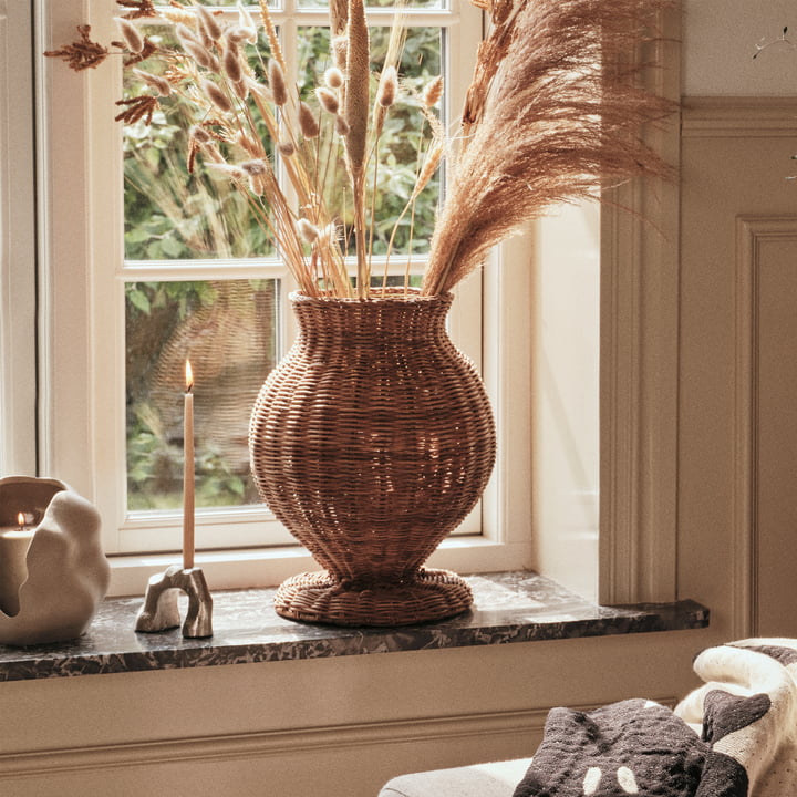 Broste Copenhagen - Ama Vase, rotin naturel
