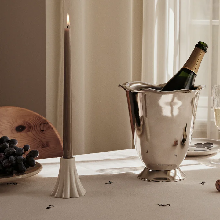 Broste Copenhagen - Heli Bougeoir, Ø 8 x 8 cm, cream