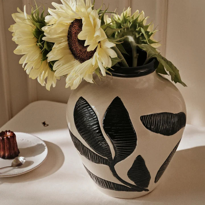 Broste Copenhagen - Herbert Vase, noir / rainy day grey