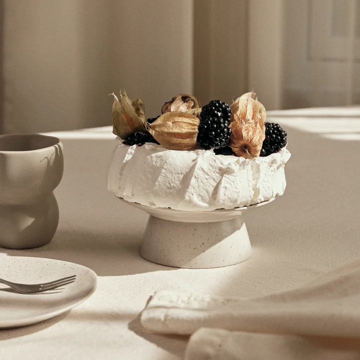 Broste Copenhagen - Nordic Vanilla Plateau à gâteaux, Ø 14,5 x 6 cm, blanc