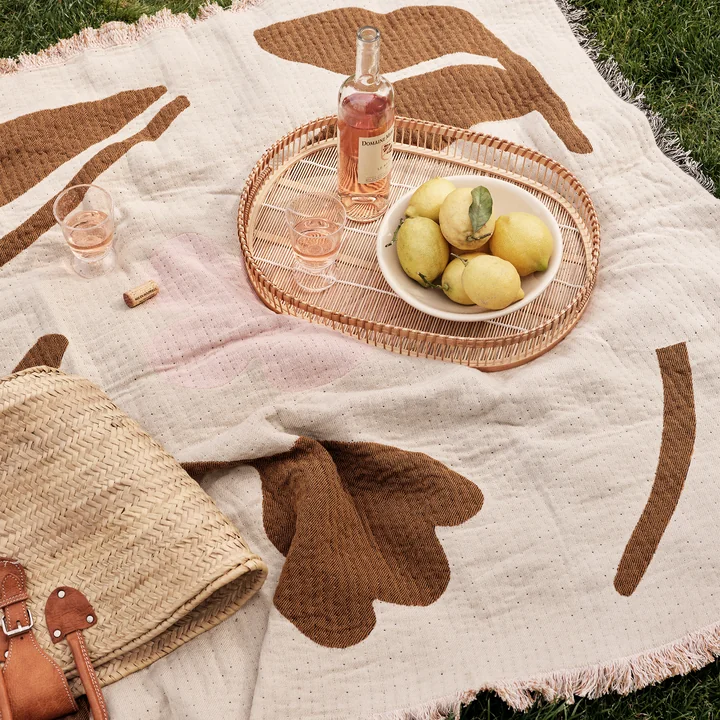 Broste Copenhagen - Rosita Couverture, 130 x 180 cm, golden brown / mauve pink