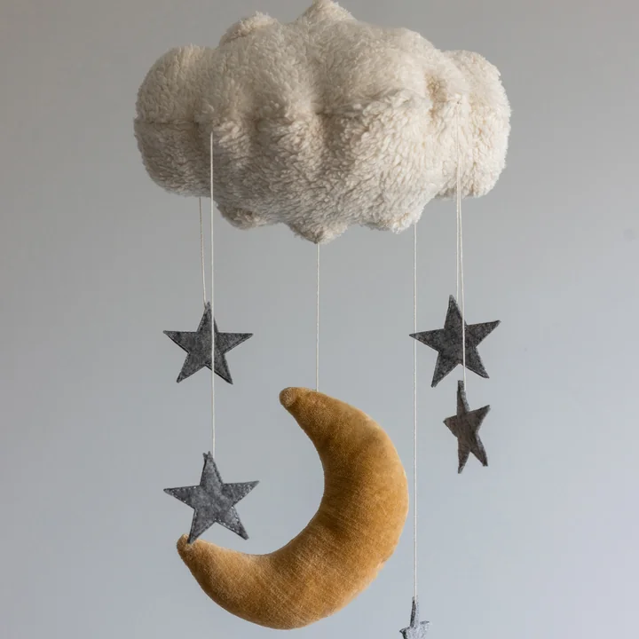 Sebra - Mobile pour bébé Moon & Stars, beige