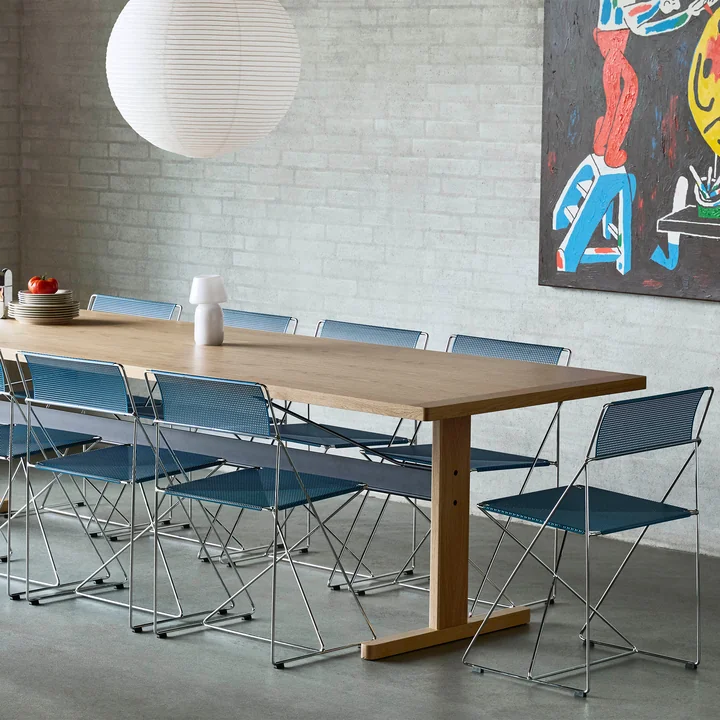 HAY - X-Line Chaise, Indoor, chromé / powder blue