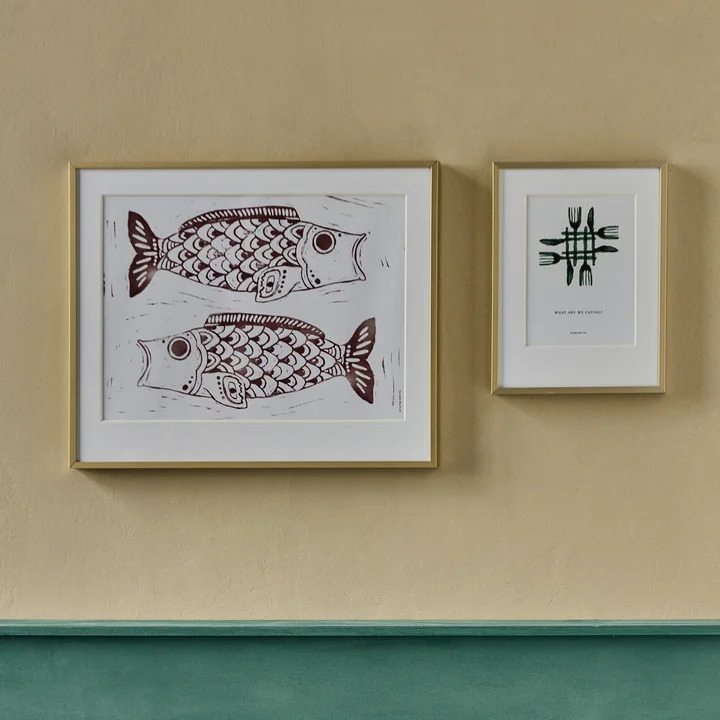 House Doctor - Tableau mural Fish, 50 x 40 cm, bordeaux