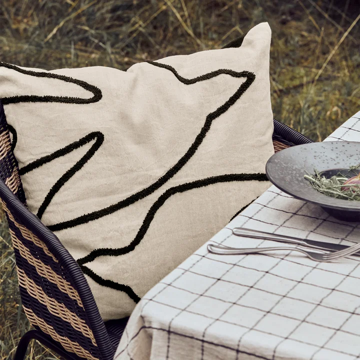 House Doctor - Fly taie d'oreiller, 50 x 50 cm, noir / blanc cassé