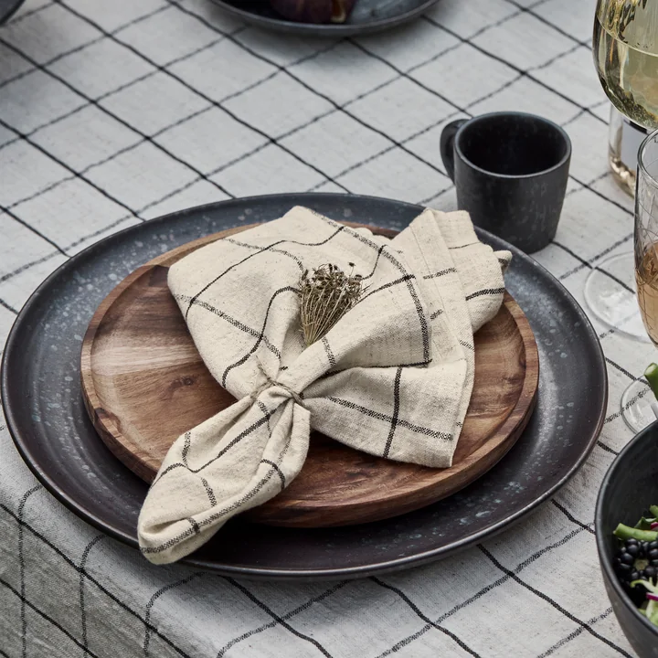 House Doctor - Join Serviettes, noir / blanc cassé