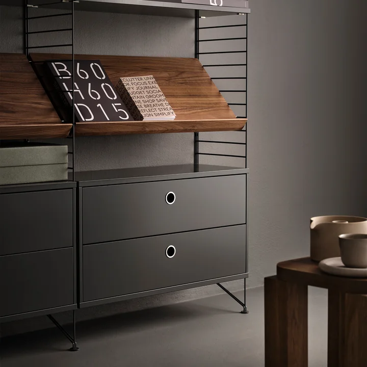 String - Module d'armoire avec tiroirs 78 x 30 cm, gris foncé