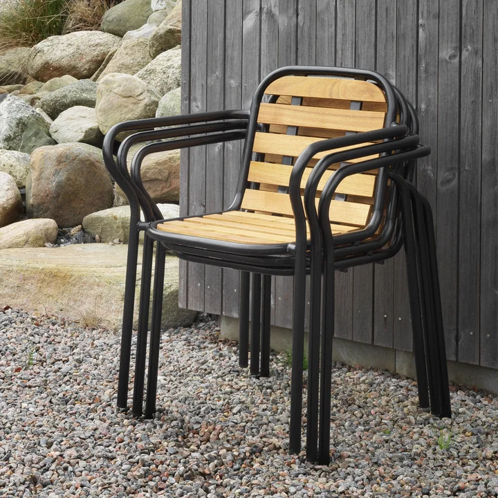 Normann Copenhagen - Vig Chaise avec accoudoirs, noir / robinier