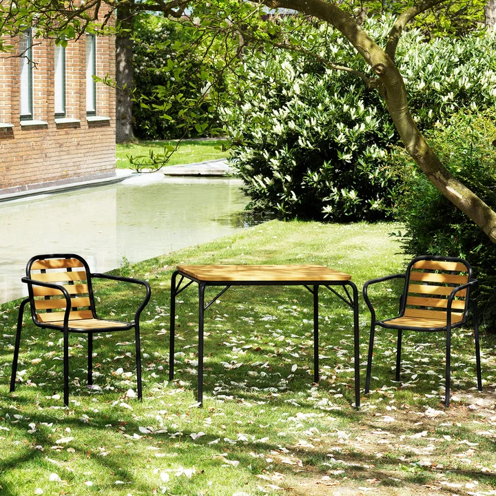 Normann Copenhagen - Vig Chaise avec accoudoirs, noir / robinier avec table