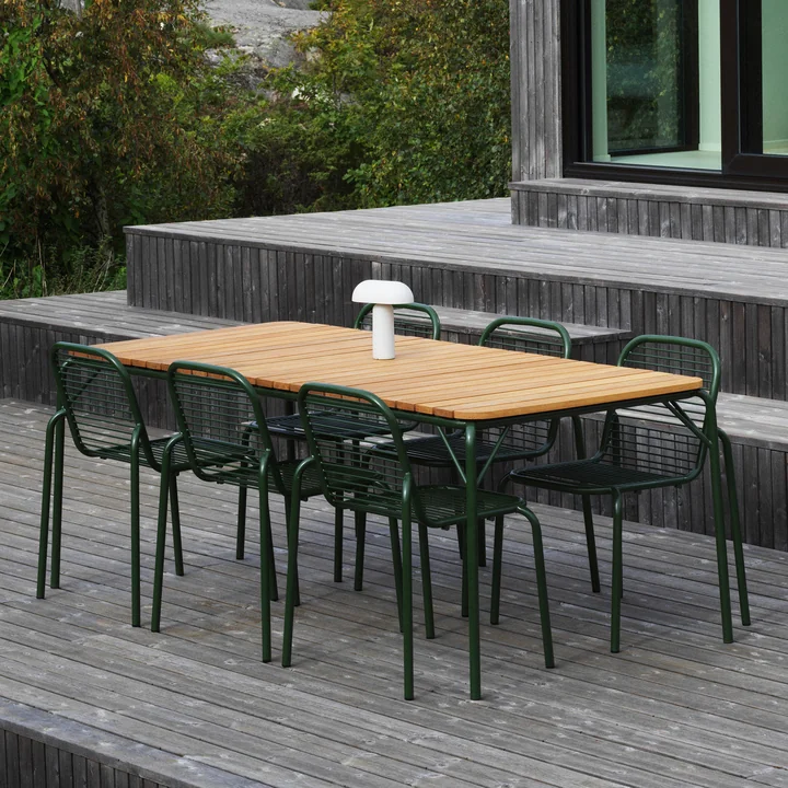 Normann Copenhagen - Vig Table, 90 x 200 cm, vert foncé / robinier, Vig chaise, vert foncé