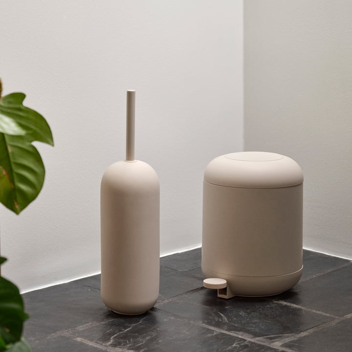 Zone Denmark - Sensu brosse pour toilettes et poubelle à pédale, sable
