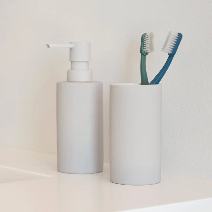 Zone Denmark - Solo Gobelet pour dentifrice et distributeur de savon, soft grey