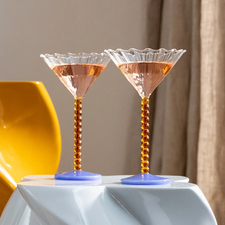 & klevering - Coupe Perle Verre à cocktail, caramel (set de 2)