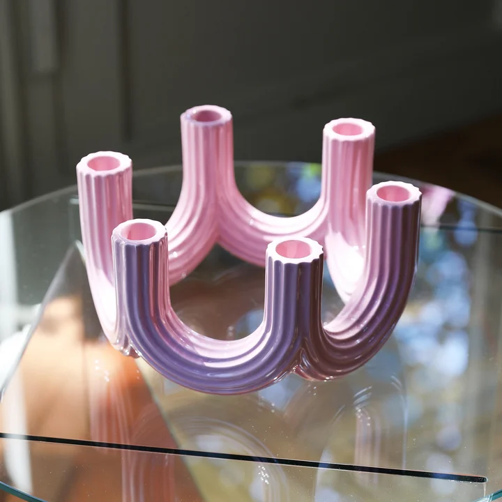 & klevering - Churros Bougeoir 11 x Ø 23,5 cm, rose