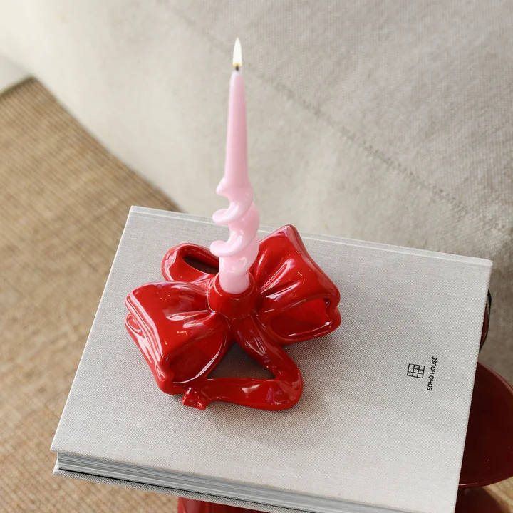 & klevering - Ribbon bougeoir, rouge, bougie bâton Alpha