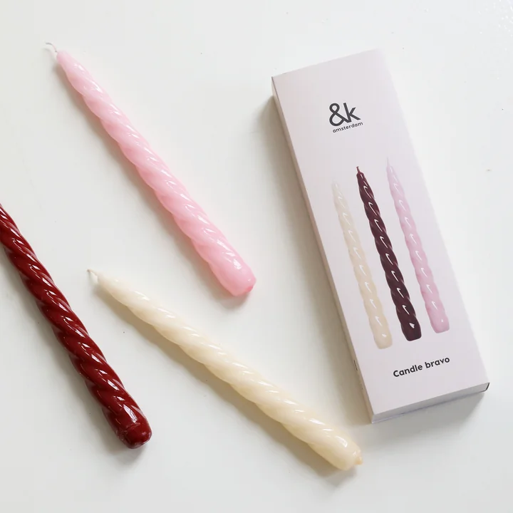 & klevering - Bravo Bougies à tige, rouge (set de 3)