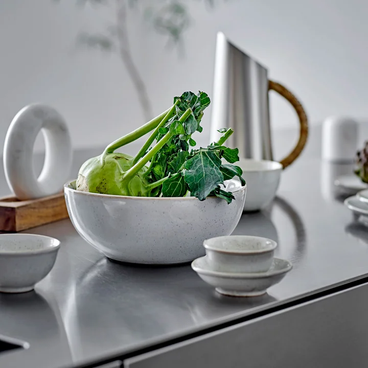 Bloomingville - Manuella mortier et pilon, blanc / mangue naturelle