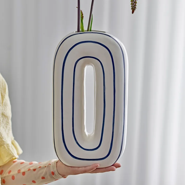 Bloomingville - Mae Vase, H 32 cm, blanc / bleu