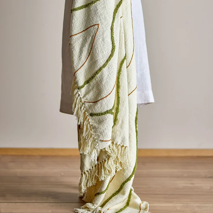 Bloomingville - Couverture Osasio, 130 x 150 cm, vert