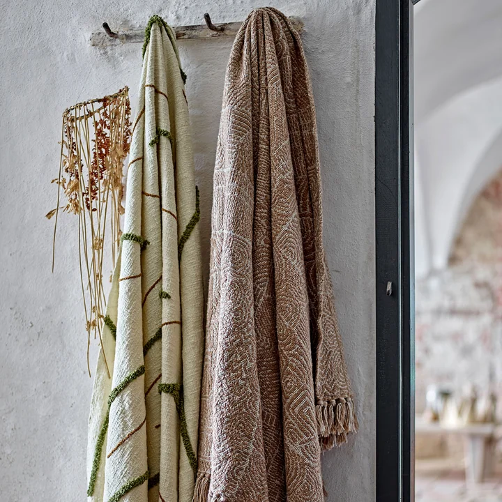 Bloomingville - Couverture Osasio, 130 x 150 cm, vert